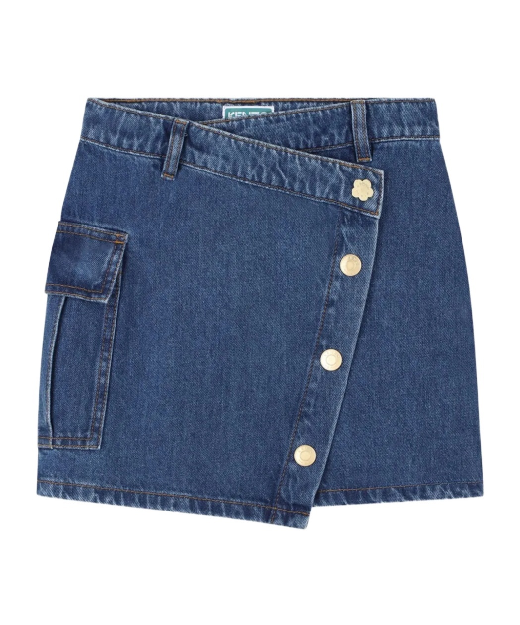 Kenzo Asymmetric Denim Skirt In Blue