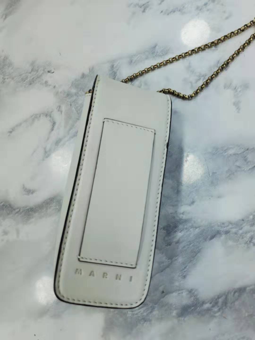 Marni Logo Small Shoulder Bag In Gray