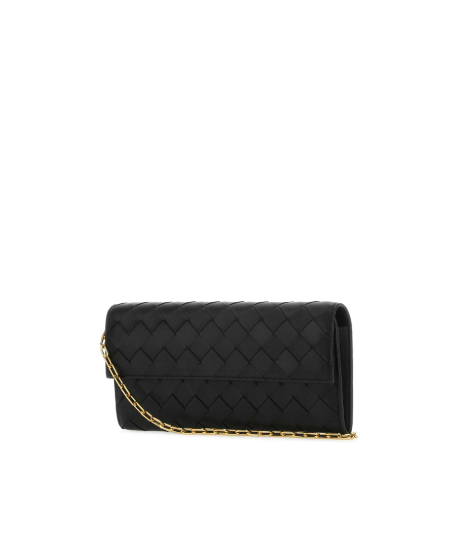 Bottega Veneta Intrecciato Leather Clutch Bag In Black