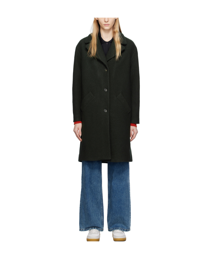 Apc Wool Ninon Flat Collar Coat In Black