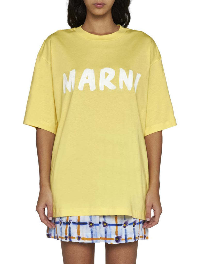 Marni Relaxed-fit Short-sleeve T-shirt With Bold Logo Print In Yellow
