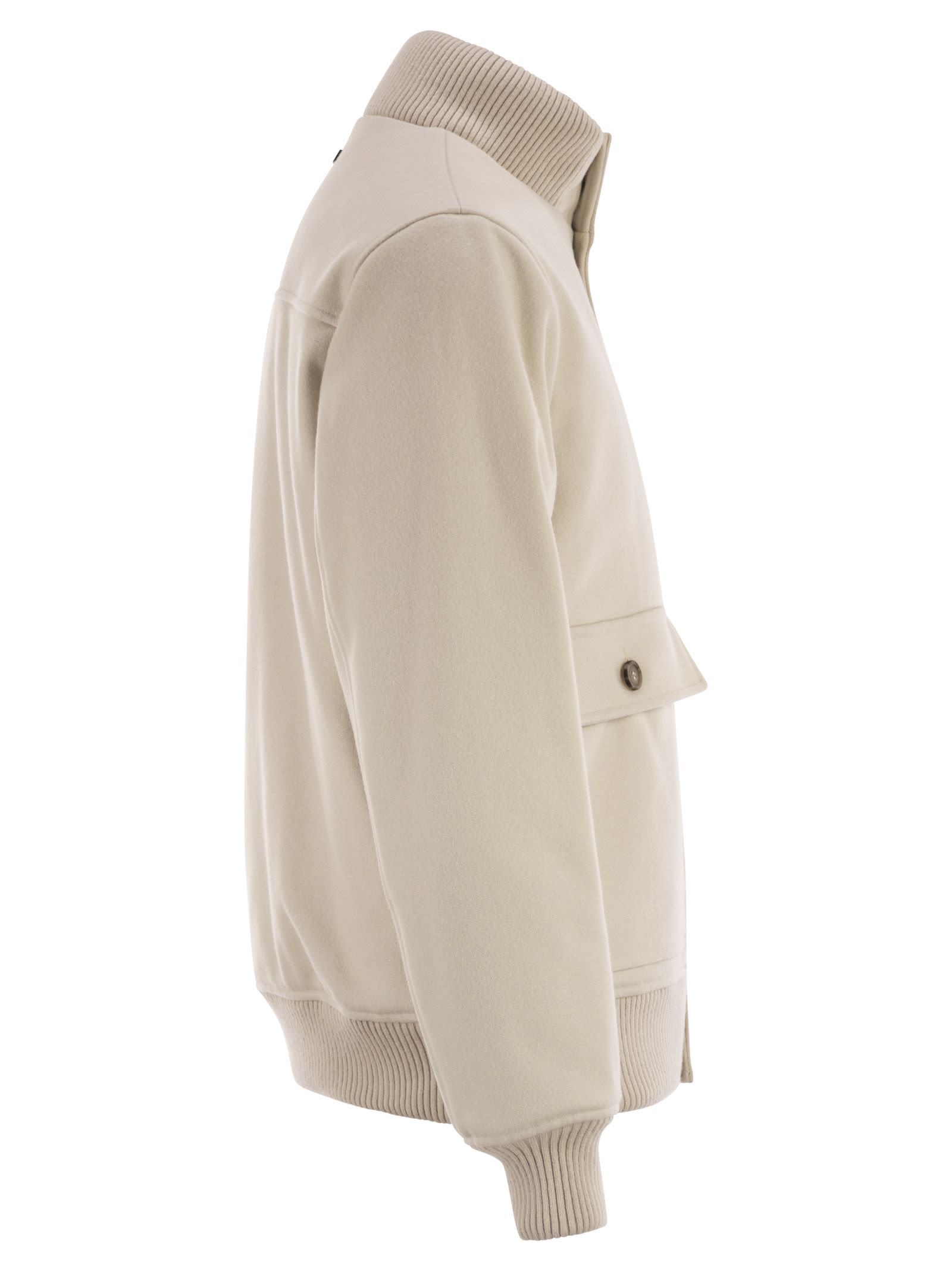 Peserico Ribbed-collar Flap-pocket Jacket In Neutral