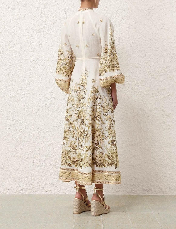 Shop Zimmermann Floral Pattern Dress In Nude