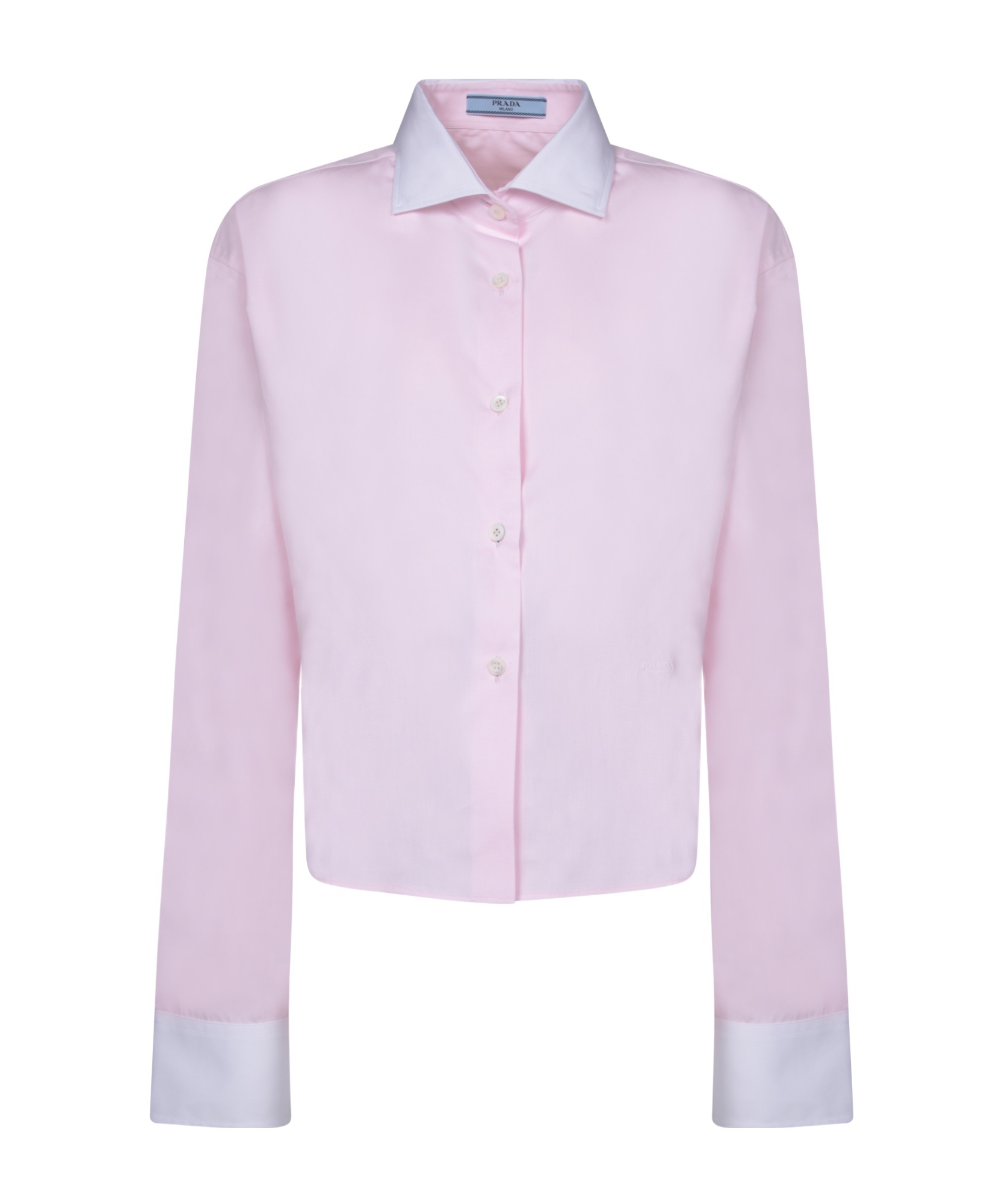 Prada Womens Purple Logo-embroidered Colour-block Cotton-poplin Shirt In Pink