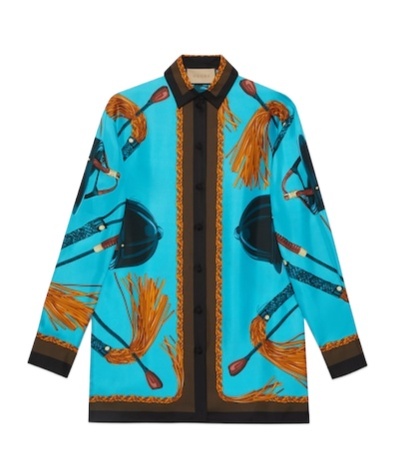 Gucci Printed Twill Shirt In Blue