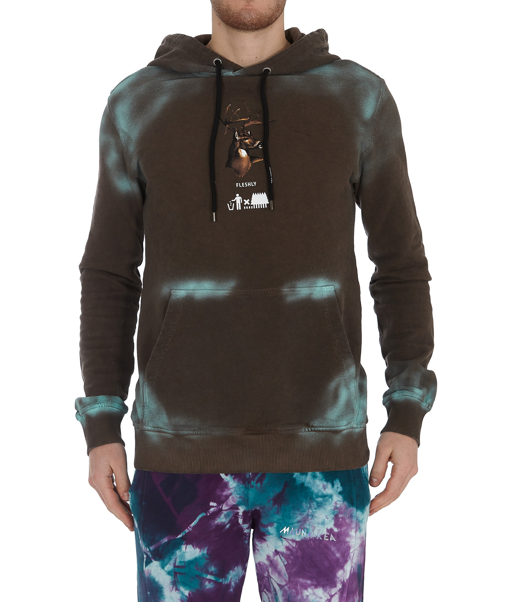Mauna Kea Deer-print Cotton Hoodie In Black