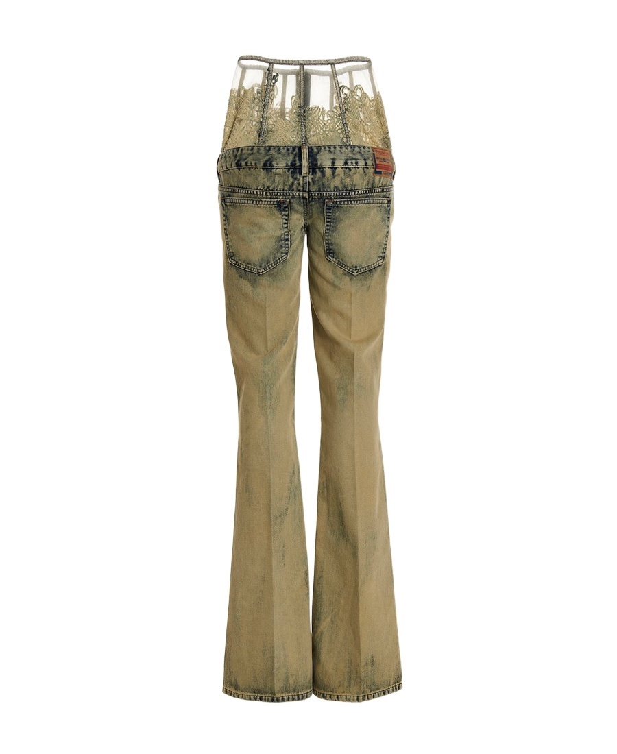 Diesel Lace-high-waist Flared Jeans In Green
