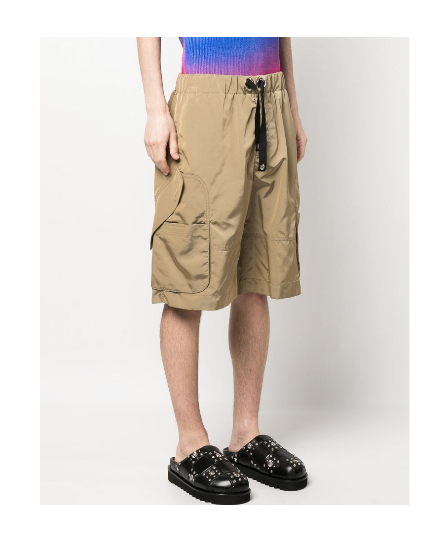 Versace Neutral Drawstring Cargo Shorts In Brown