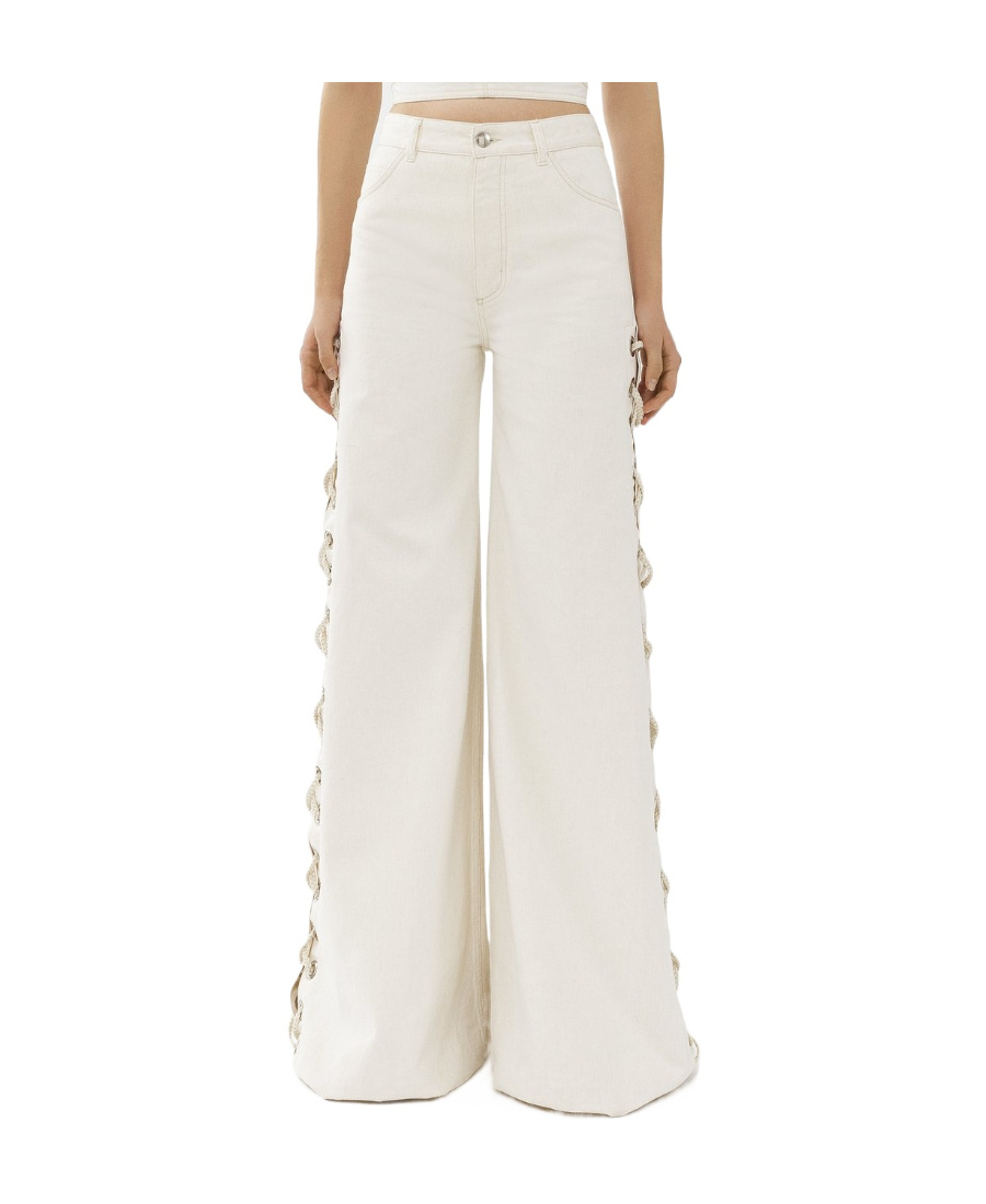 Chloé Logo Wide-legged Jeans In White