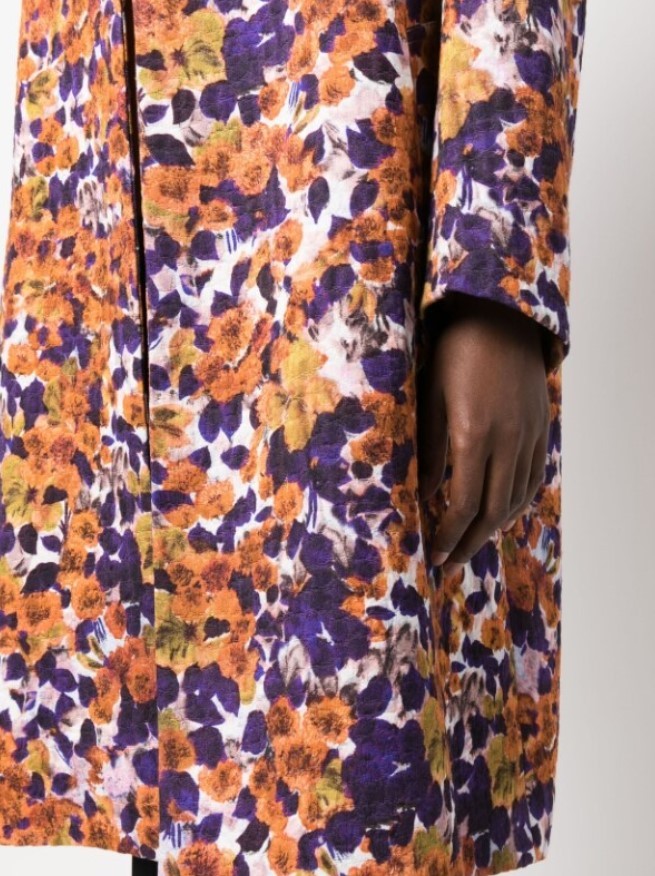 Shop Dries Van Noten Pattern Long-sleeved Coat In Brown