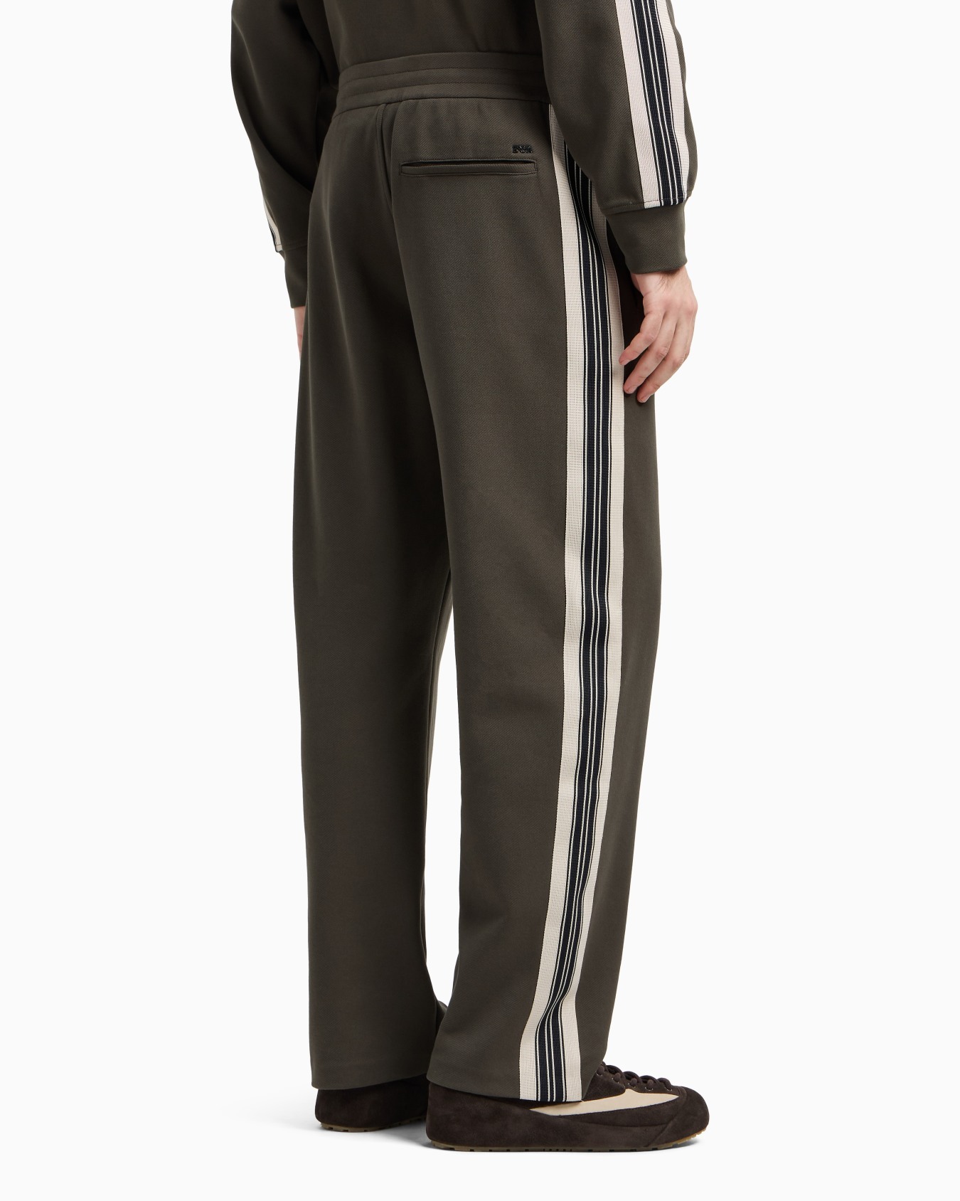 Emporio Armani Asv Jersey Trousers With Elasticated Waist And Contrasting Bands In Green