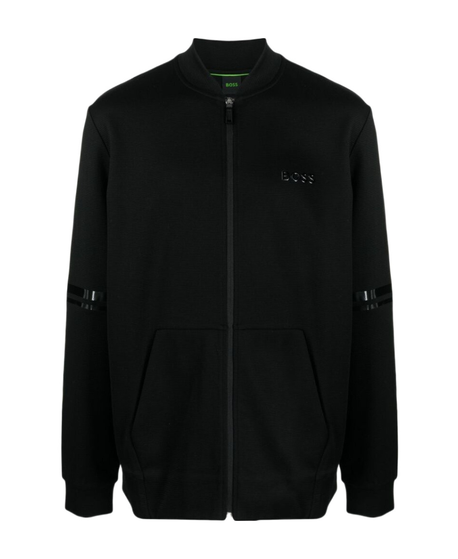 Hugo Boss Logo-print Cotton Jacket In Black