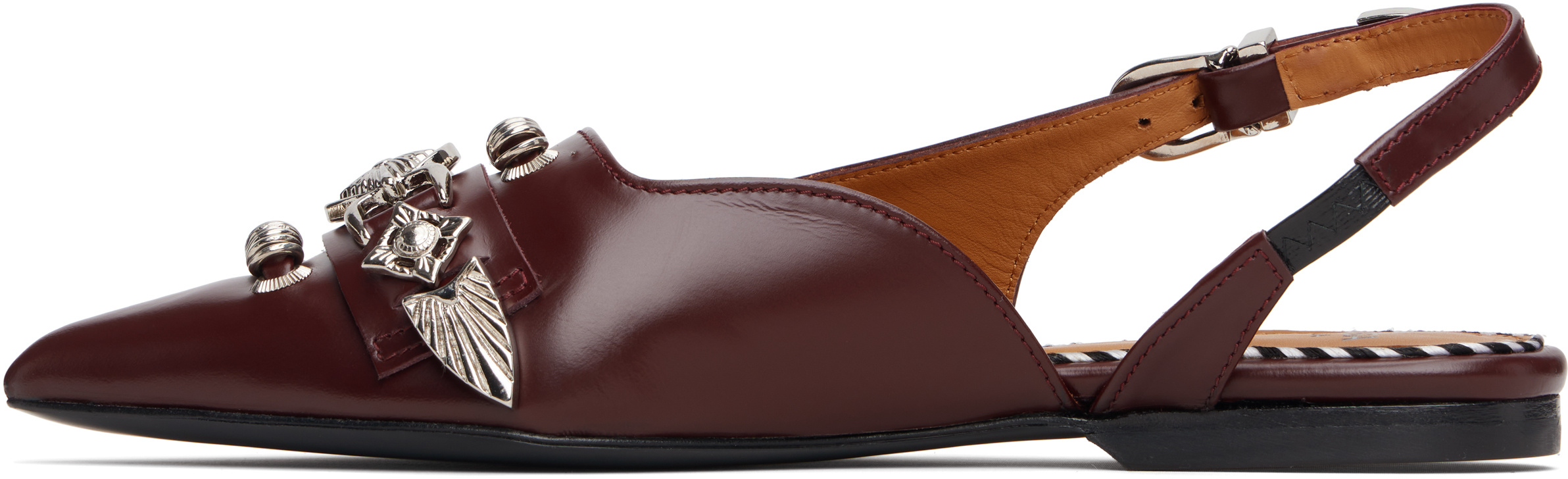 Toga Metal Belt Flats In Brown