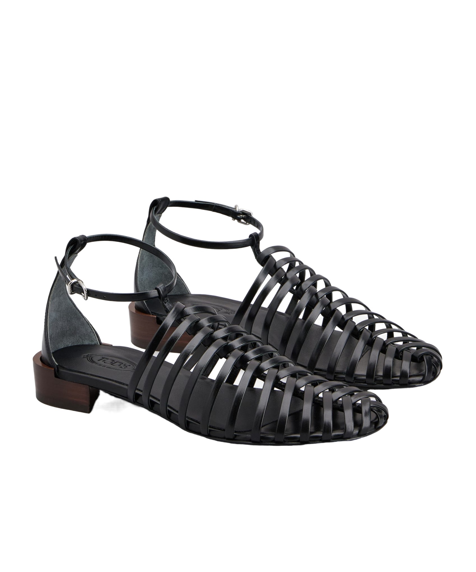 Tod's Hollowed-out Flat Sandals In Black