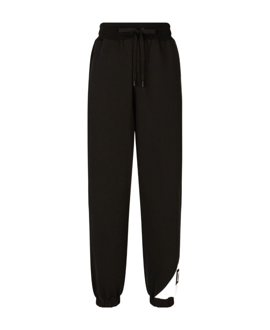 Dolce & Gabbana Logo Cotton Track Pants In Black