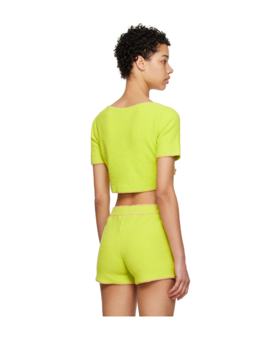 Shop Moschino Flip Bag Cardigan In Yellow