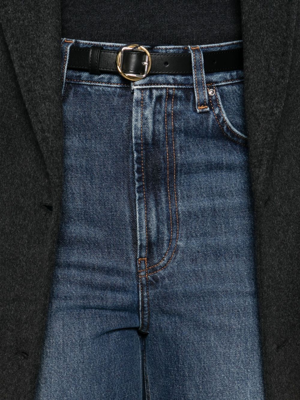 Totême High Waist Loose Leg Denim Trousers In Blue