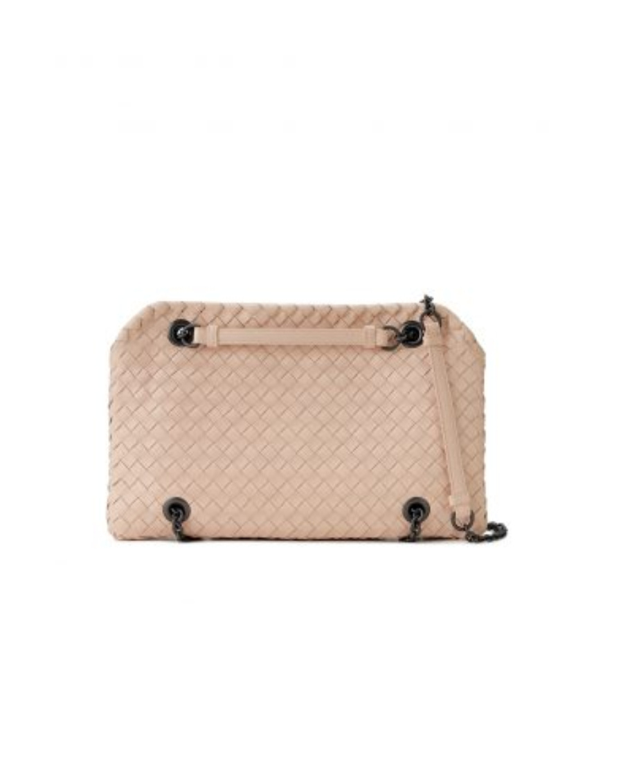 Bottega Veneta Woven Pattern Chain Handbag In Nude