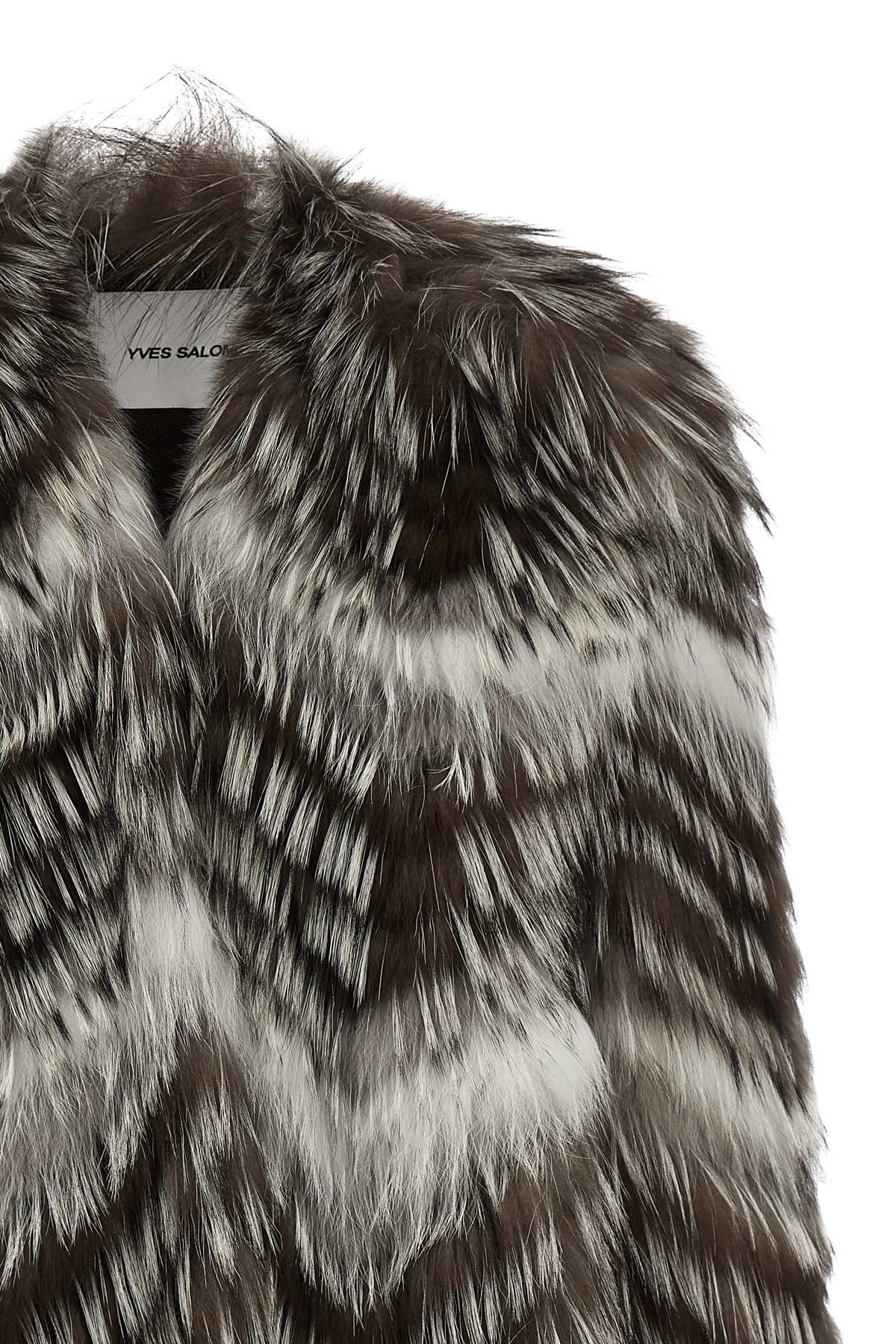 Yves Salomon Textured Faux Fur Jacket Belted In Gray