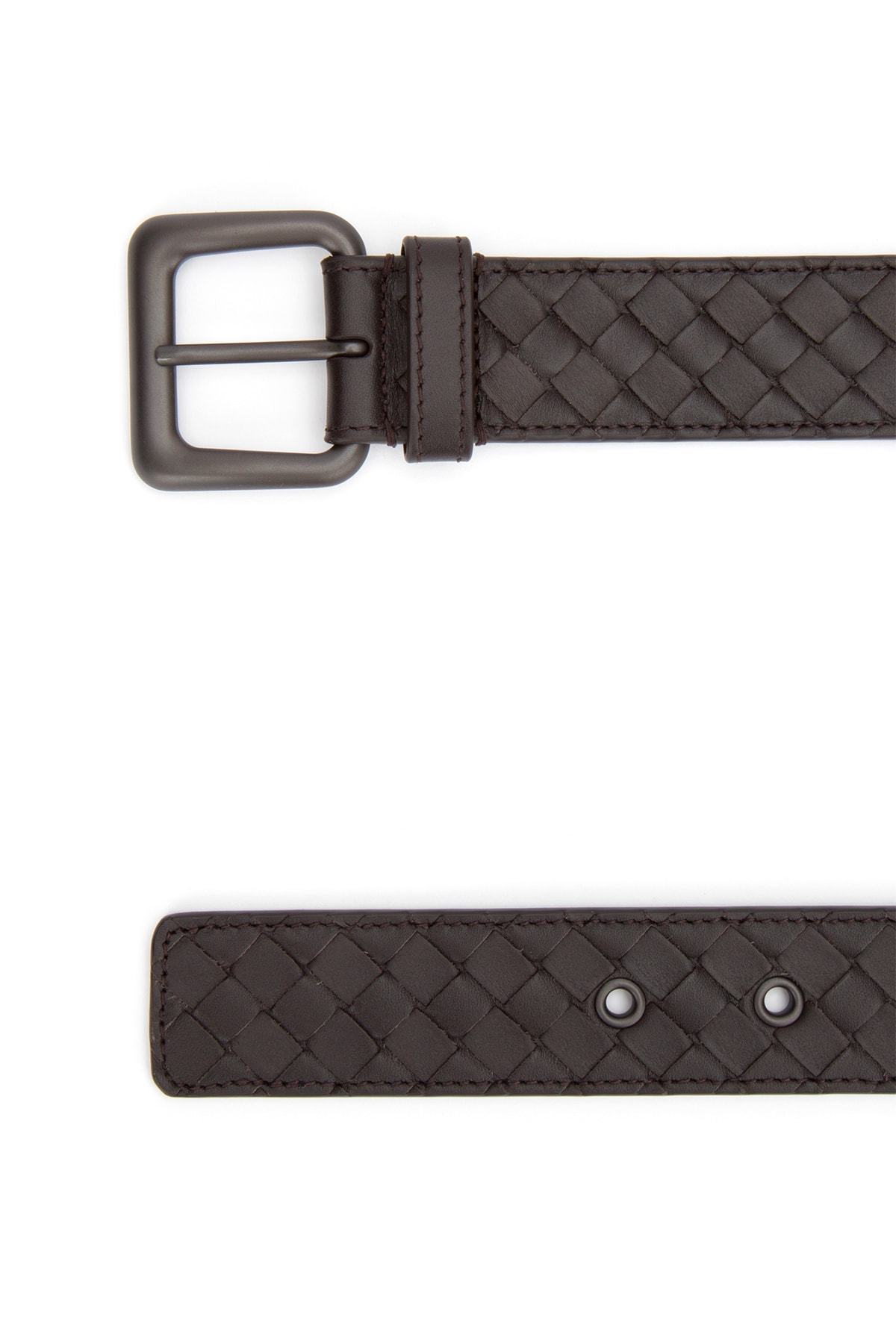 Bottega Veneta Intreciato Weave Belt In Black