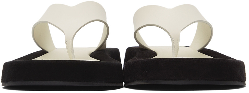 The Row Ginza Two-tone Leather And Suede Platform Flip Flops In Black