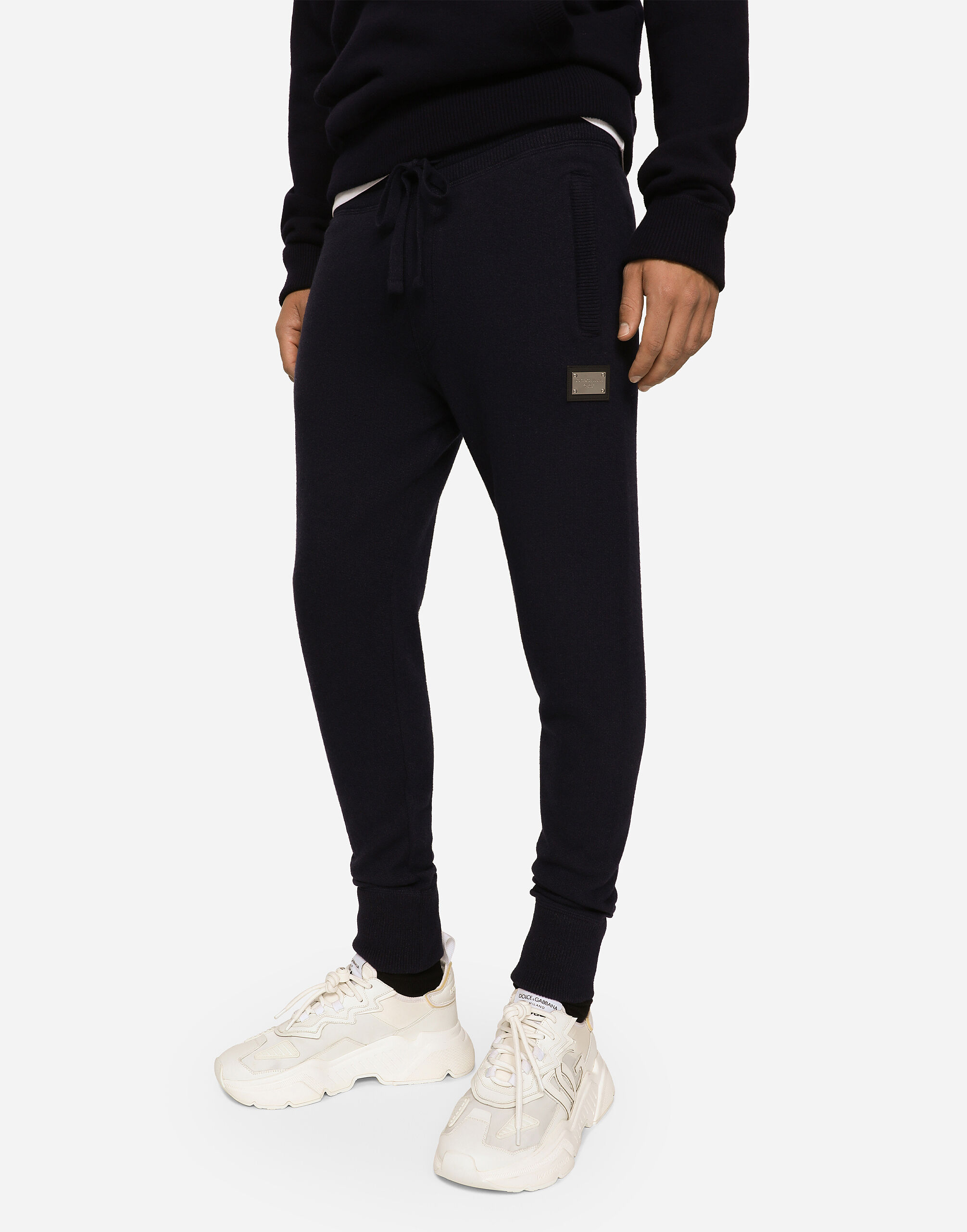 Dolce & Gabbana Wool And Cashmere Knit Jogging Pants In Black