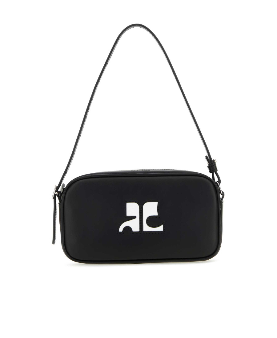 Courrèges Réédition Leather Shoulder Bag In Black