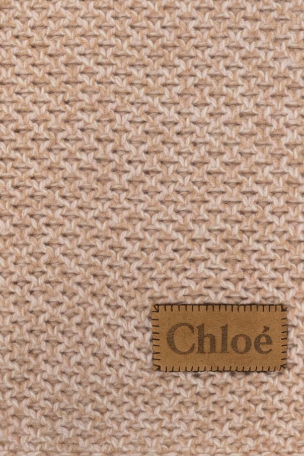 Chloé Cashmere Chunky Knitted Scarf In Nude