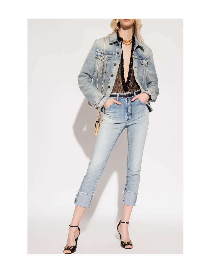 SAINT LAURENT BOYFRIEND JACKET IN HILTON SKY BLUE DENIM