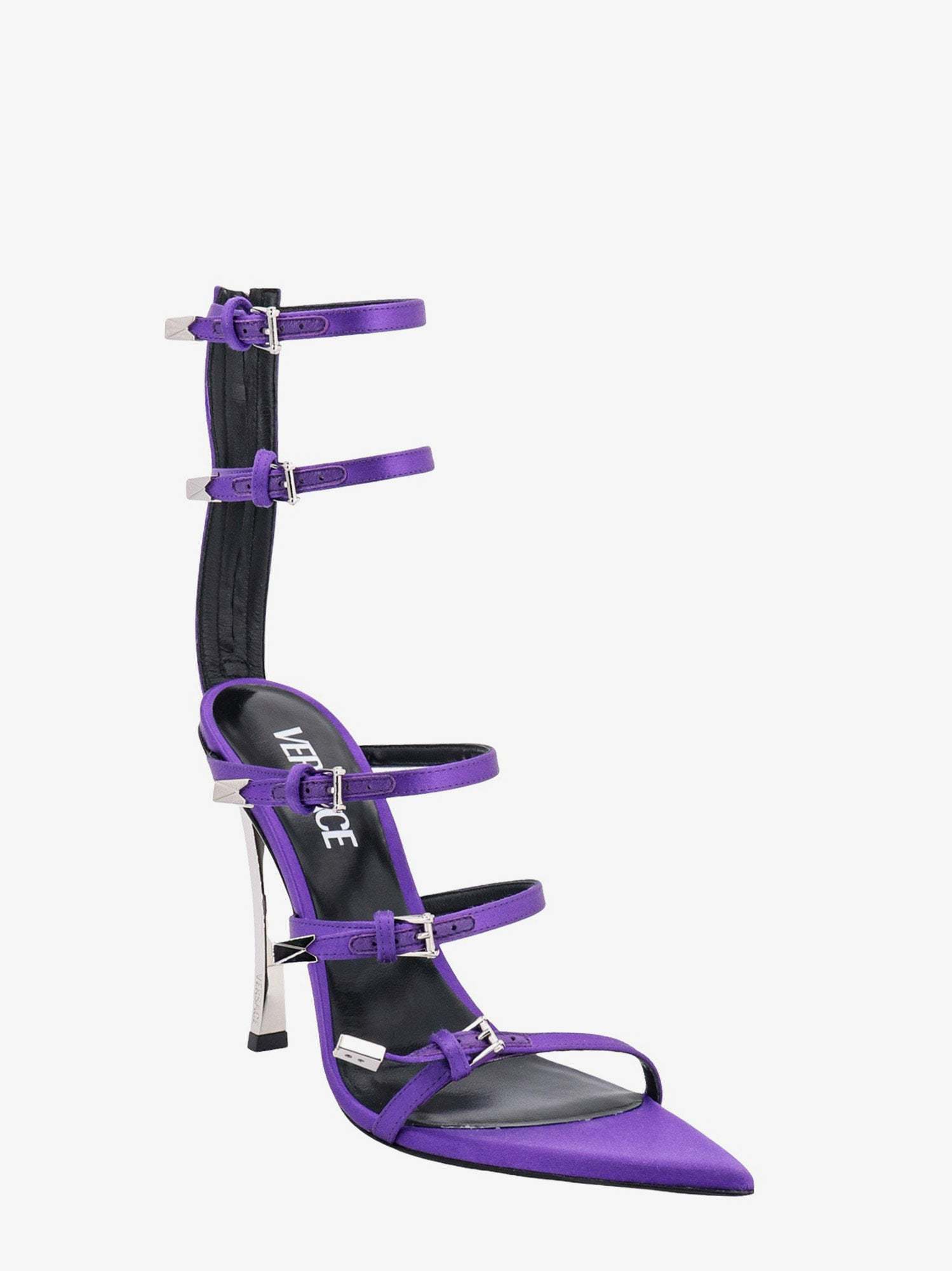 Versace Sandals With Purple Pin-point Heel In Purple