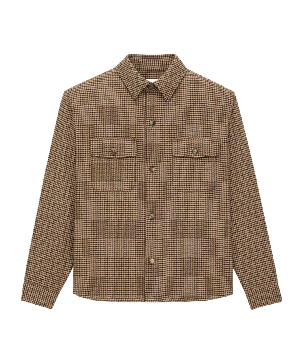 Saint Laurent Overshirt In Puppy Tooth In Brown