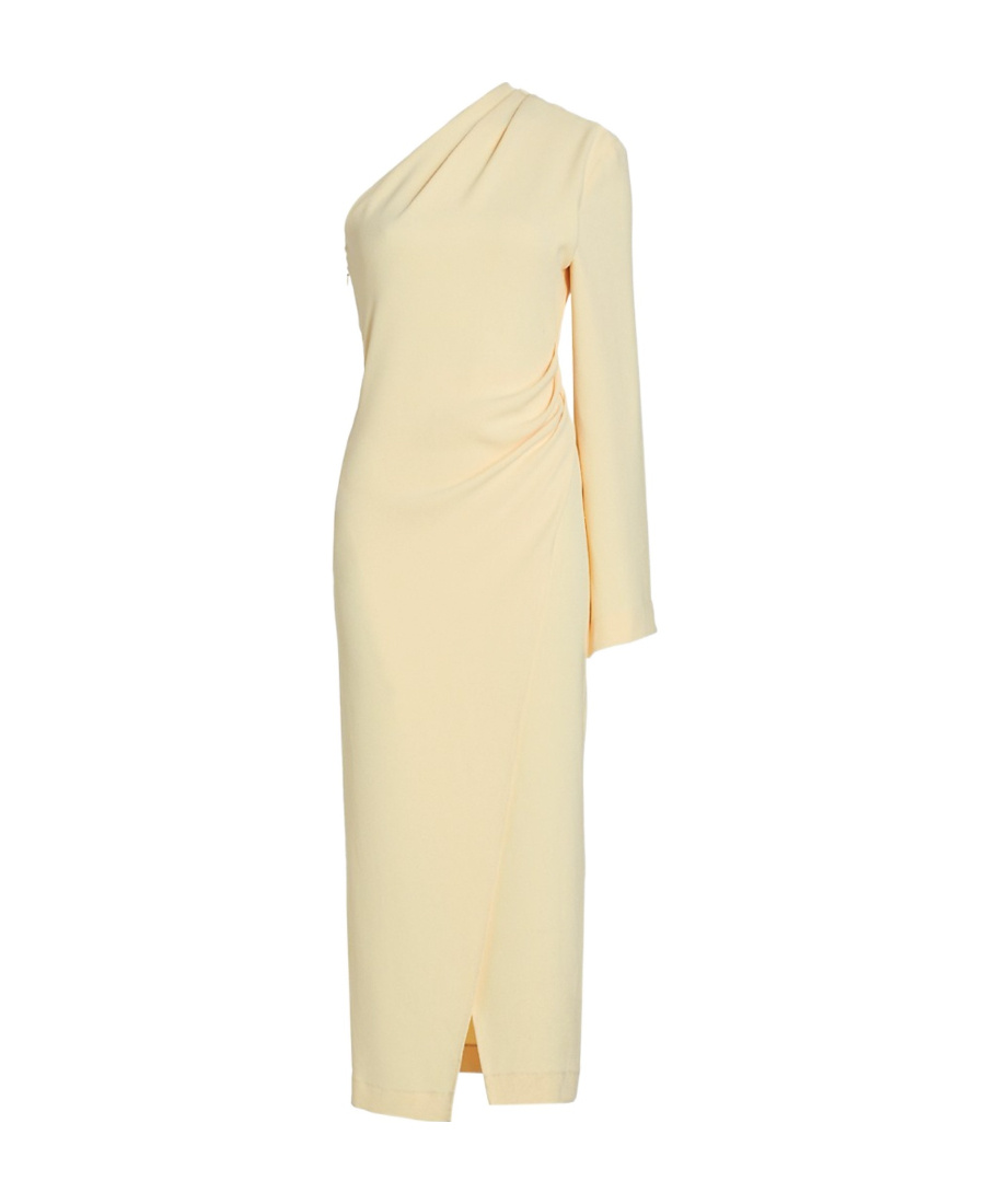 Nanushka One-shoulder Midi Wrap Dress In Nude