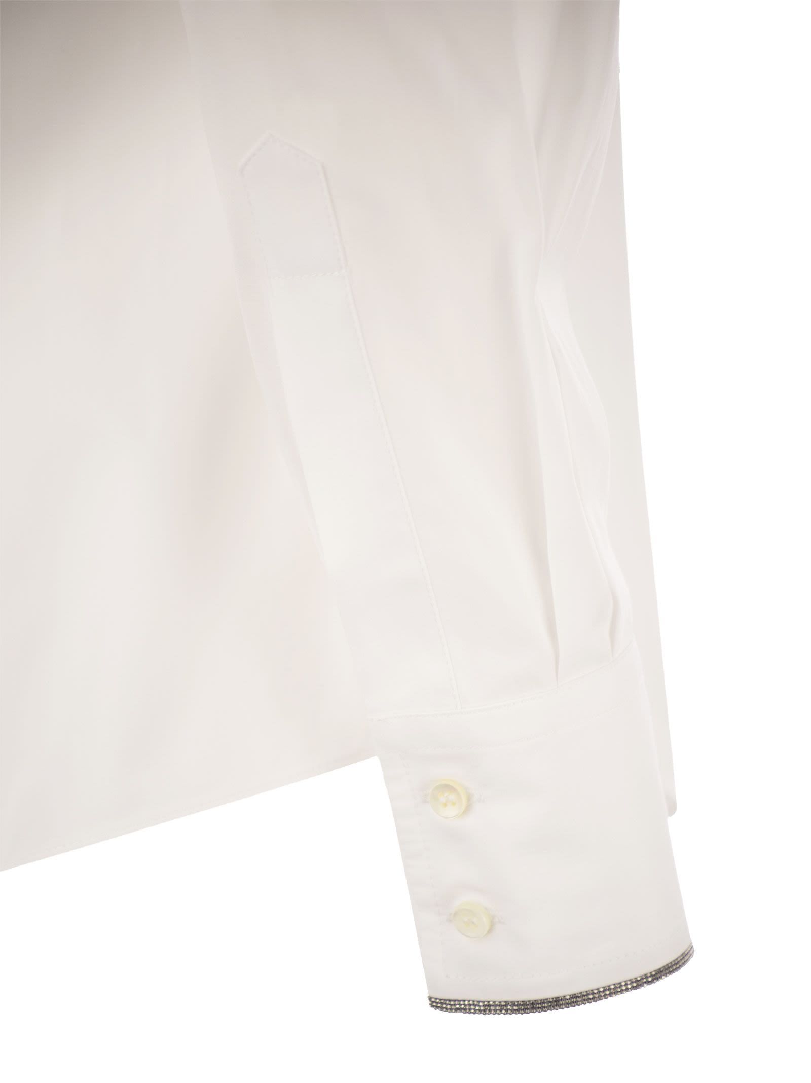 Shop Brunello Cucinelli Monili-trim Cotton Shirt In White