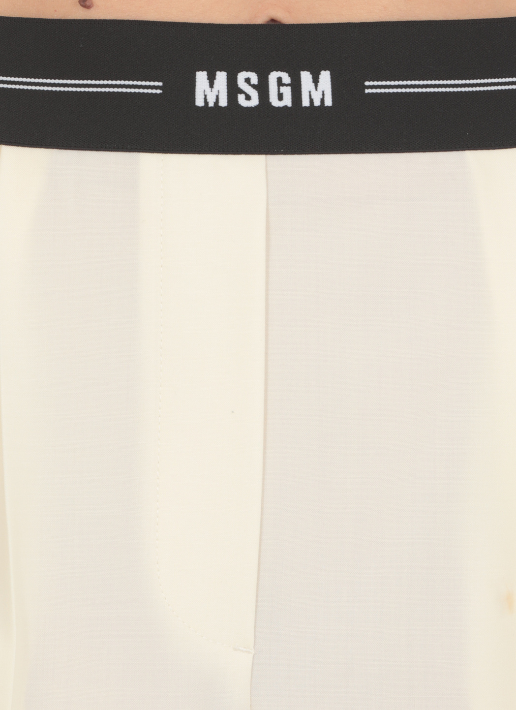 Msgm Logo-waistband Wide-leg Trousers In White