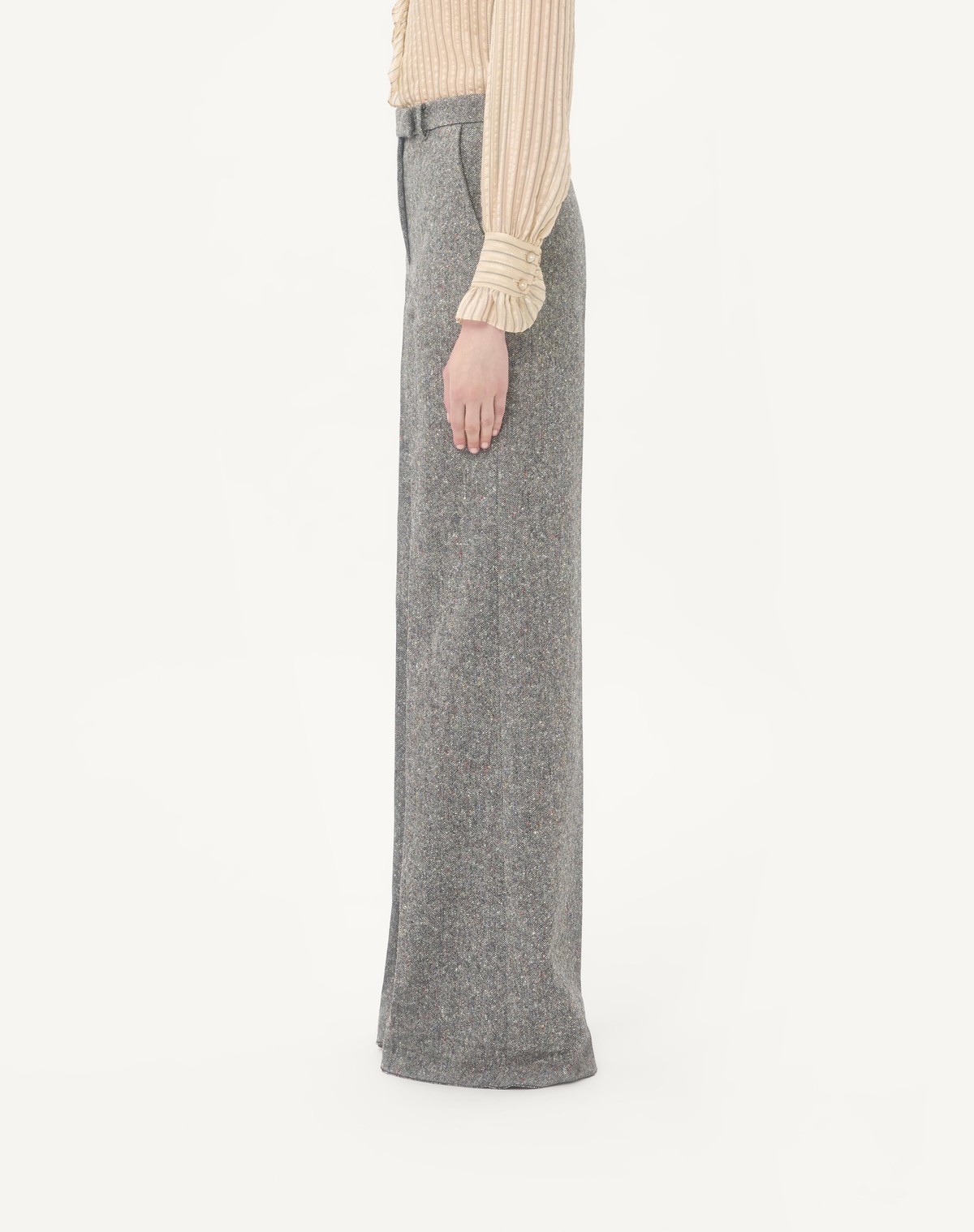 Valentino Wool-blend Flared Trousers In Gray