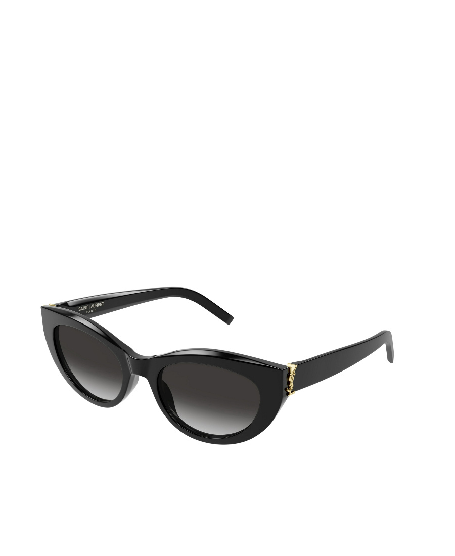 Saint Laurent Logo Cat-eye Frame Sunglasses In Black