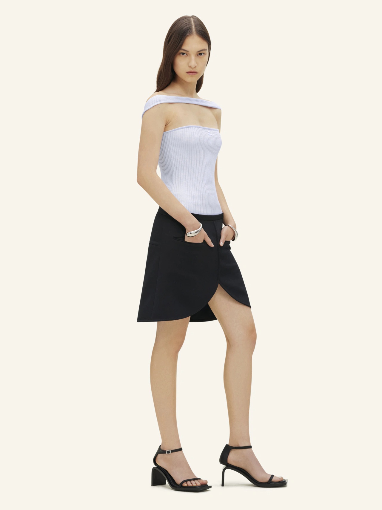 Courrèges Logo-embossed Ribbed-knit Tank Top In White