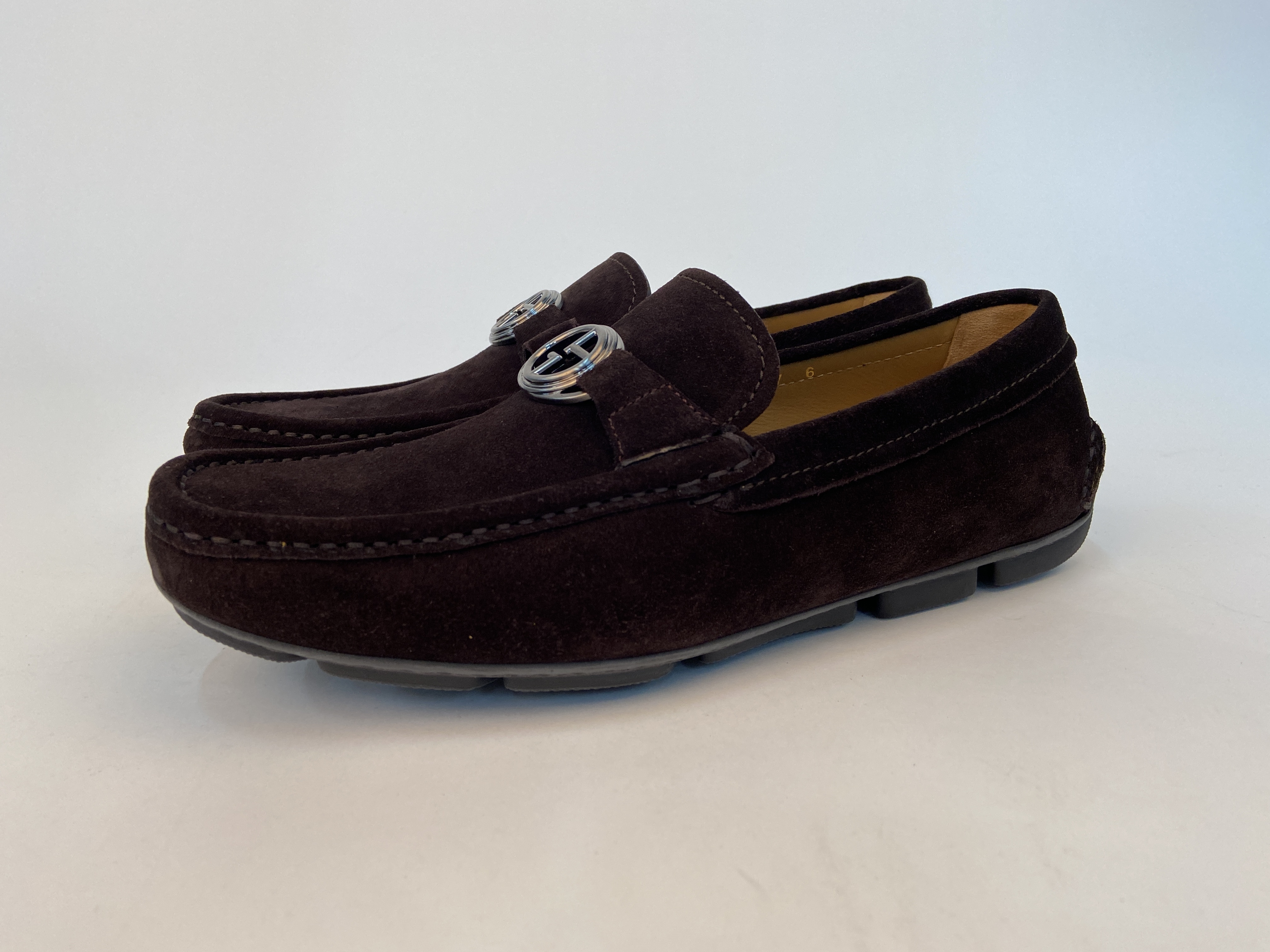 Giorgio Armani Logo Leisure Business Shoes In Black