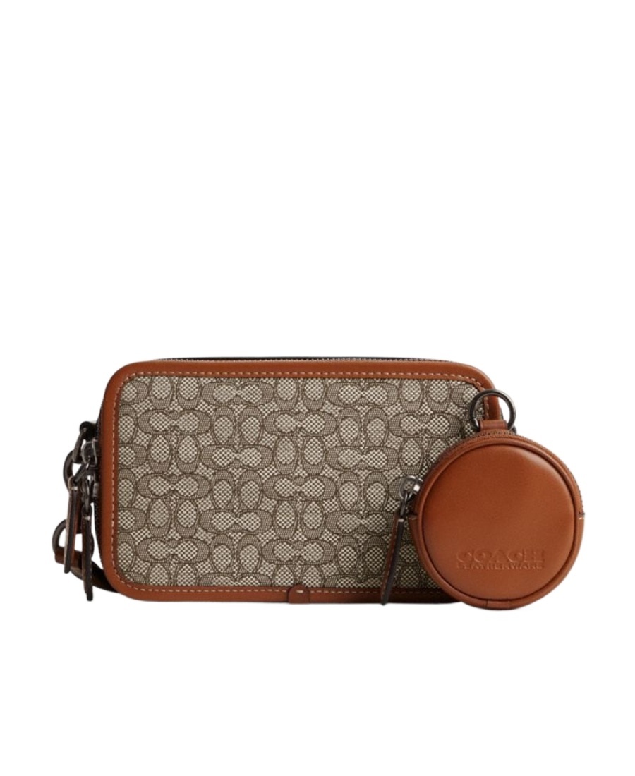 Coach Charter Miniature Logo Jacquard Satchel In Brown