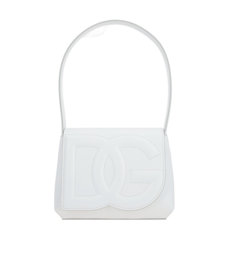 Dolce & Gabbana Logo-embossed Leather Shoulder Bag In White