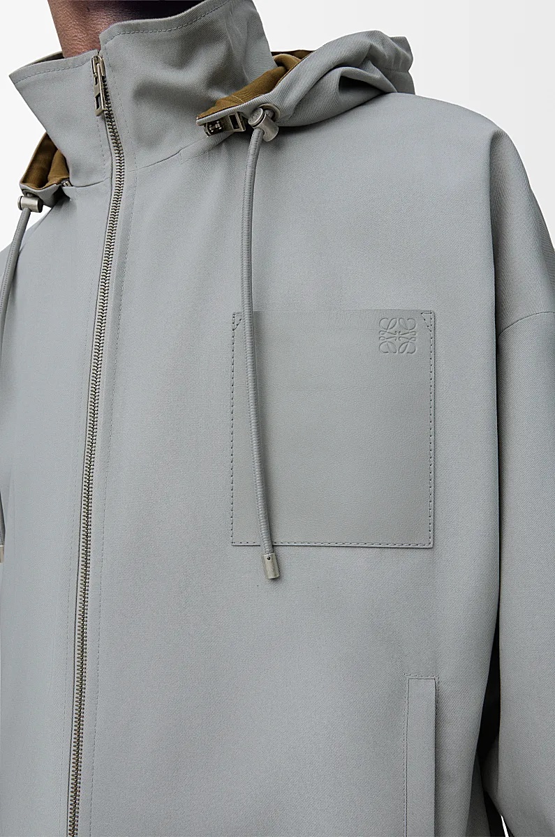Loewe Cotton Hooded Jacket In Gray