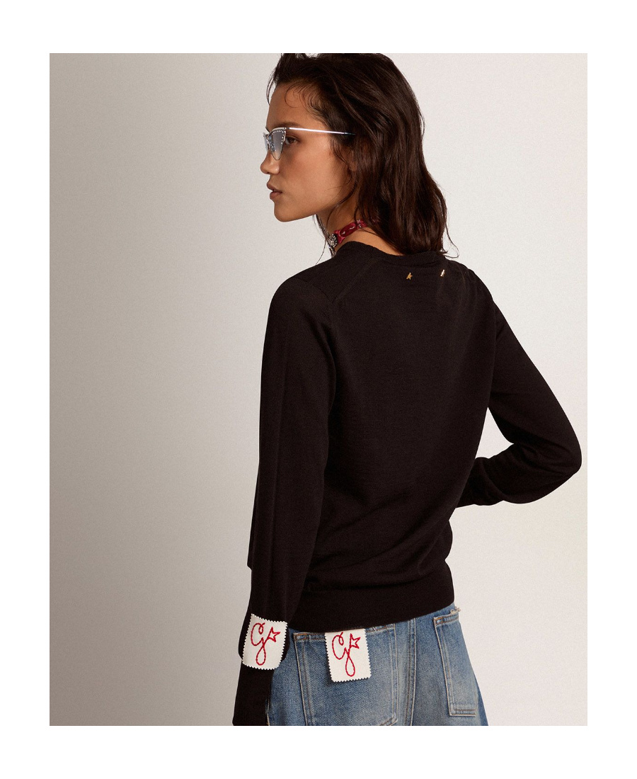 Golden Goose Distressed Wool Jumper In Black