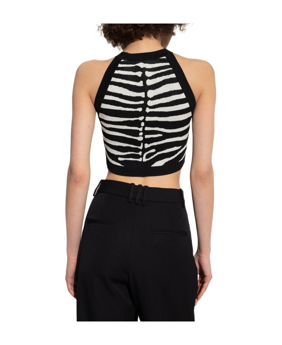 Shop Balmain Sleeveless Cropped Top In Black
