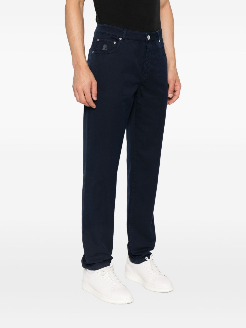 Brunello Cucinelli Italian Fit Trousers In Navy Blue Cotton Corduroy In Blue