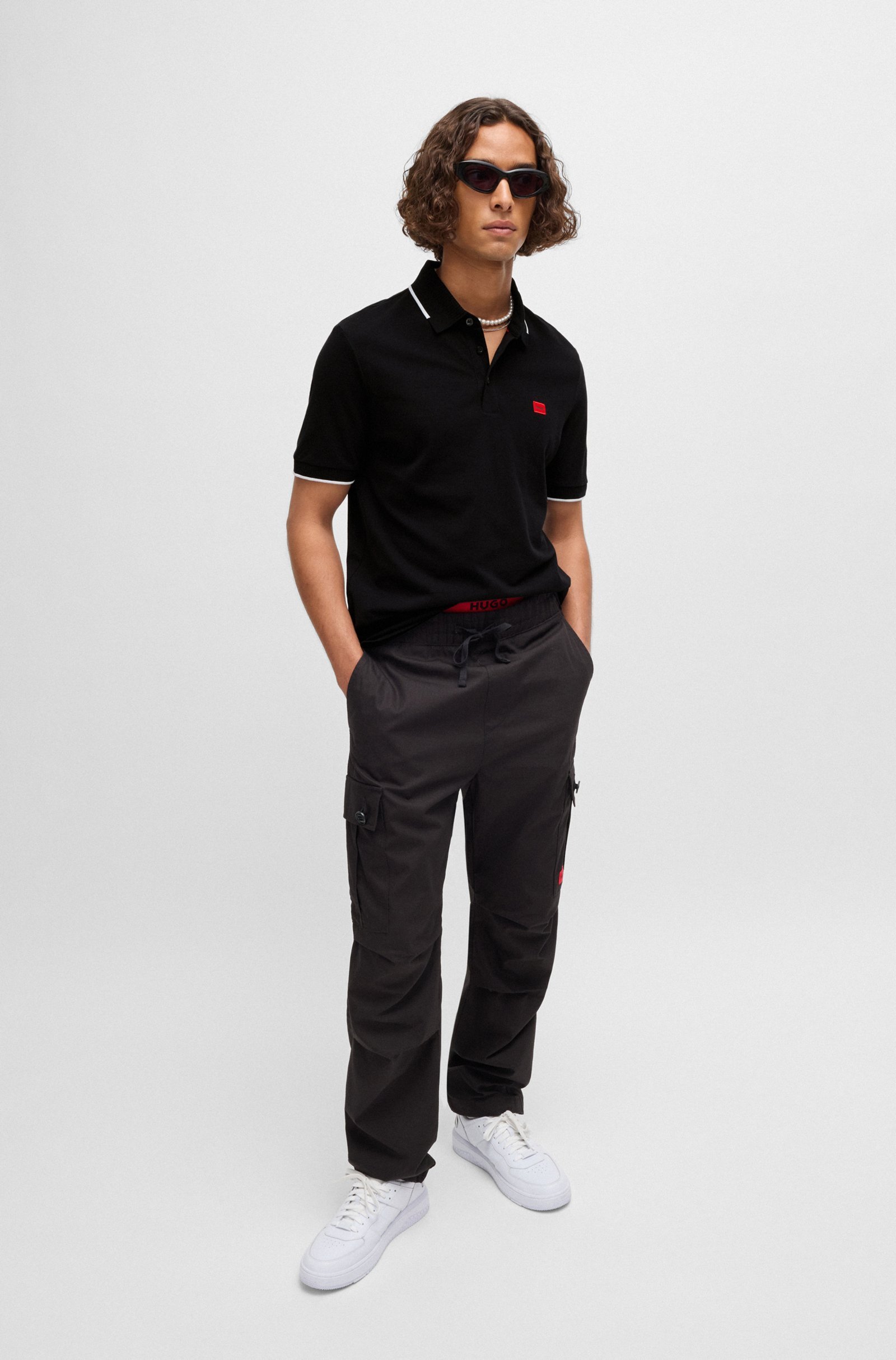 Hugo Boss Hugo Polo Shirt With Logo Patch In Black