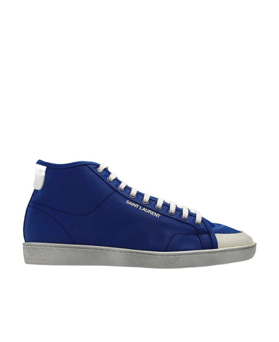 Saint Laurent Blue Sl 39 Court Classic Logo Mid Top Sneakers In Blue