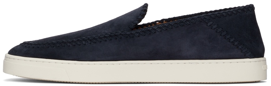 Giorgio Armani Almond Toe Leather Sneaker With Braid Detailing In Black