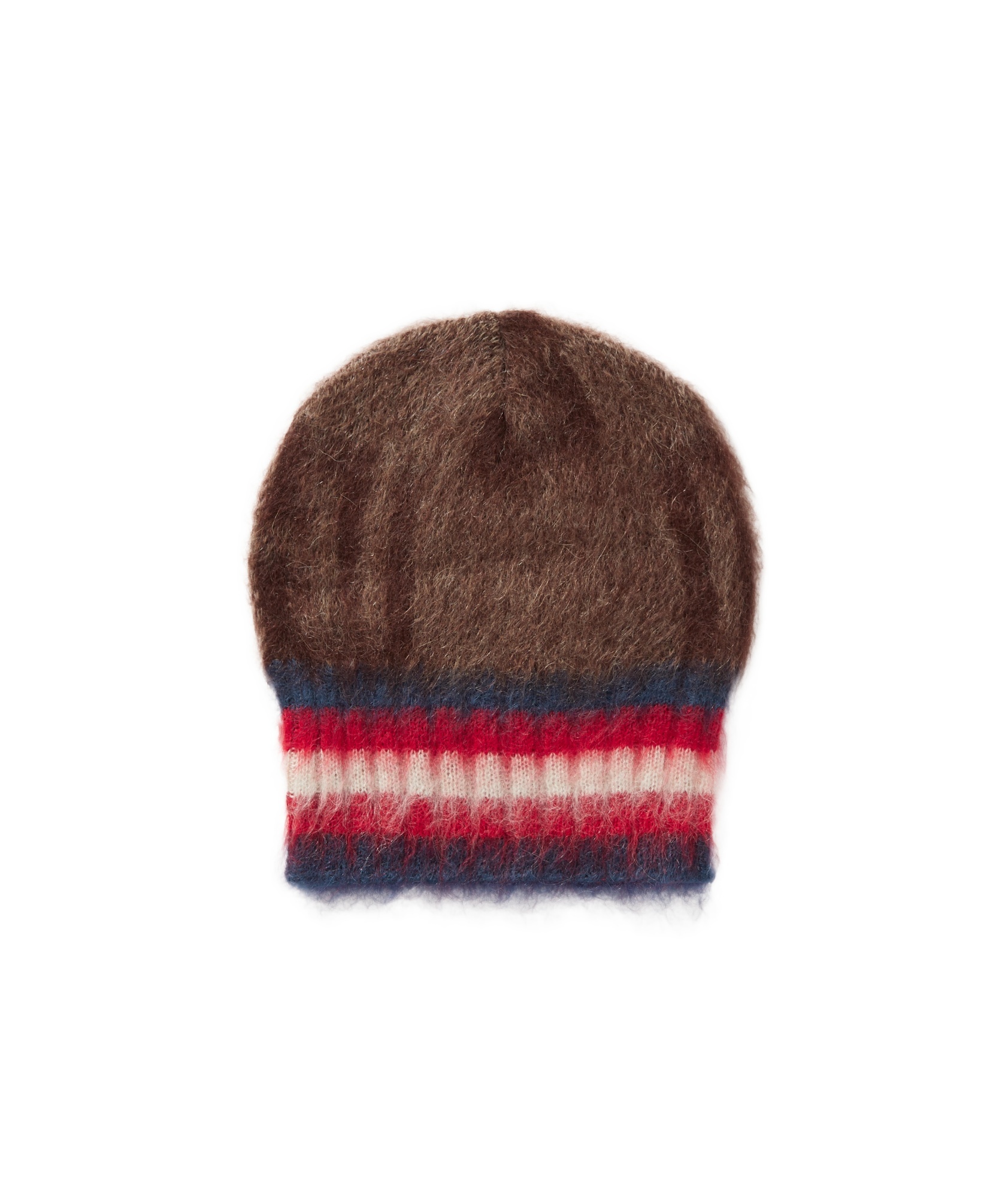 Balmain Brown Brushed Beanie In Red