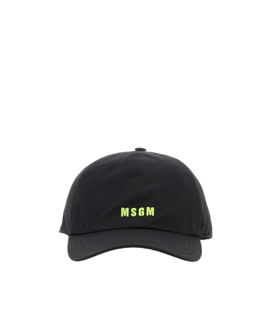 Msgm Logo-embroidered Baseball Cap In Black