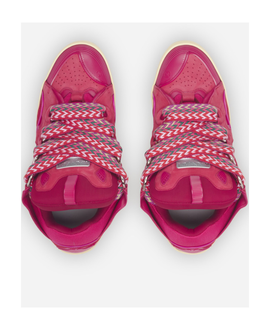 Lanvin Curb Chunky Leather Sneakers In Red